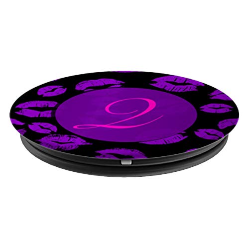 Kiss Purple Lips Mouth Sexy Monogram Initial Q Cute Gift PopSockets Agarre y Soporte para Teléfonos y Tabletas