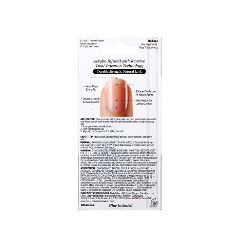 Kiss Salon Acrylic Nude French Nails 28 Count (Cashmere) by Kiss