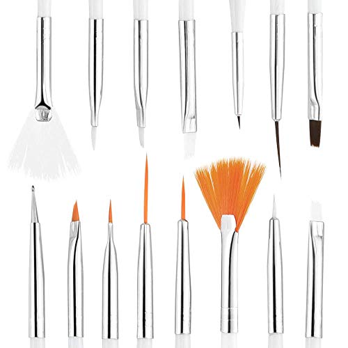 Kit de Decoración de Uñas, Juego de Diseño de Arte de Uña, 15pcs Pinceles para Uñas, 10pcs Rollos de Cintas Adhesivas Uñas, 5pcs de Lápiz de Punto, 4 Cajas de Diamantes de Uñas