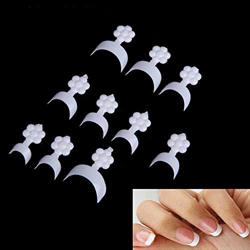 Kit de manicura a prueba de virutas francesas, adhesivos para uñas, arte de uñas, plantilla francesa para gel UV, falsos consejos, decoración de manicura, herramientas de bricolaje (Blanco)