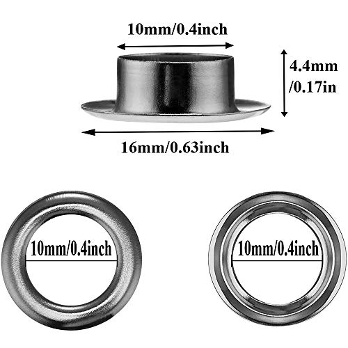 Kit de Ojales, 100 Sets Kit Herramienta de Ojetes, Ojetes Metalicos, 3 Piezas de Herramientas Ojales Kit de Ojales de Arandela De Metal Para Lonas, Telas, Cortinas y Fabricación