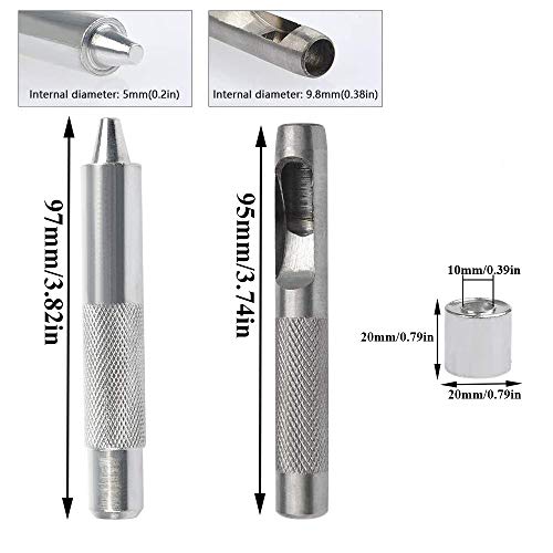 Kit de Ojales, 100 Sets Kit Herramienta de Ojetes, Ojetes Metalicos, 3 Piezas de Herramientas Ojales Kit de Ojales de Arandela De Metal Para Lonas, Telas, Cortinas y Fabricación