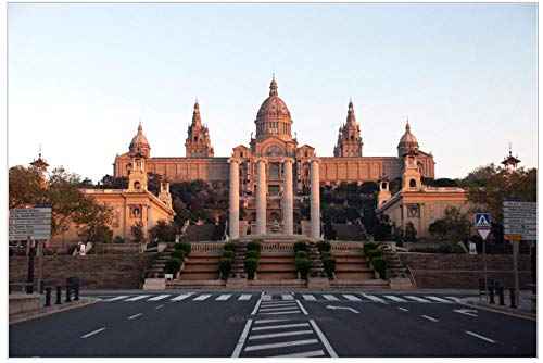 Kit de pintura de diamante de taladro redondo completo 5D Diy, Placa de España, Museo Nacional de Barcelona. España, estilo nórdico sin marco 40x50 cm plmko