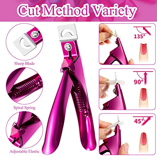 Kit de Uñas Artificiales 511 Piezas incluye 500 Uñas Postizas de Mitad de Cubierta Puntas de Uñas de Acrílico, 10 Pegamentos y un Cortador de Uñas para Manicura