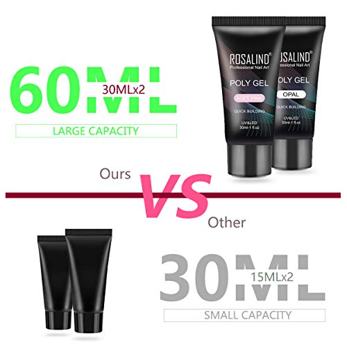 Kit de uñas de Polygel de 2 * 30 ml, kit de extensión de uñas acrílicas de gel de construcción de color blanco rosa, herramientas de uñas de gel profesionales