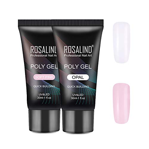 Kit de uñas de Polygel de 2 * 30 ml, kit de extensión de uñas acrílicas de gel de construcción de color blanco rosa, herramientas de uñas de gel profesionales
