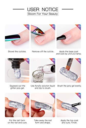 Kit de uñas de Polygel de 2 * 30 ml, kit de extensión de uñas acrílicas de gel de construcción de color blanco rosa, herramientas de uñas de gel profesionales