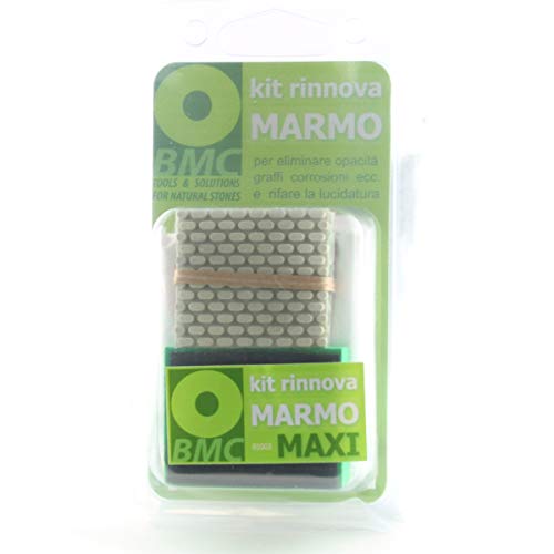 Kit maxi para renovar mármol - Para eliminar opacidad, arañazos, corrosiones, incrustaciones calcáreas y pulir encimeras, baños y suelos de mármol - Con 100 gramos de polvo abrillantador incluidos