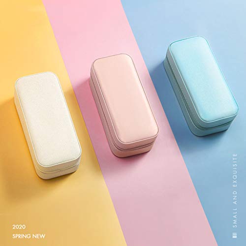 KJ-KUIJHFF Protable de viaje de cuero rectángulo pulsera caja de pendientes collar organizador cosmético broche joyería almacenamiento caso mujeres niñas regalos