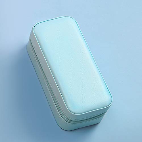 KJ-KUIJHFF Protable de viaje de cuero rectángulo pulsera caja de pendientes collar organizador cosmético broche joyería almacenamiento caso mujeres niñas regalos