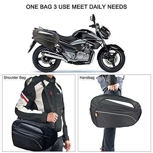 KKmoon Par Alforjas para Moto, Alforjas Moto Laterales,34L/1pc Bolsa de Casco de Moto Impermeable,1680D PU Cuero
