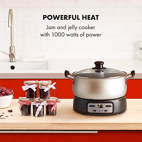 Klarstein Jam Session Olla para mermelada y gelatina, 1000W, 2 programas autimáticos, tiempo de cocción programable, mezcladora automática, interior recubierto, apto para lavavajillas, de 3 Litros