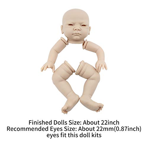 KLOP256 Kit muñeca Reborn Regalo 22 Pulgadas extremidades Completas no tóxico Juguete sin Pintar niños compañeros Juego Lindo Molde Realista simulación Suave Cabeza Silicona DIY