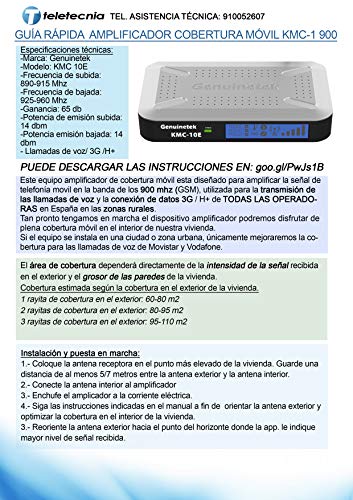 kMC-1 900. Amplificador Cobertura móvil gsm 900 MHz: Llamadas + 3G EN Zonas Rurales.