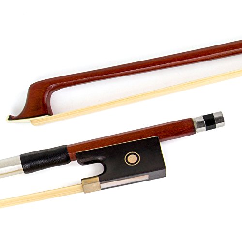 Kmise Violin Bow 4/4 Arcos de madera de Brasil para violín Palo octagonal con pelo de caballo mongol Rana de ébano Bobinado de alambre de plata para principiantes