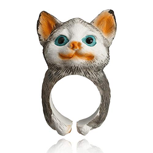 KnSam Anillo de Zodiaco Animal bisuteria Mujer Adolfo Dominguez de Plastico Anillos de Plata Unisex de Gato