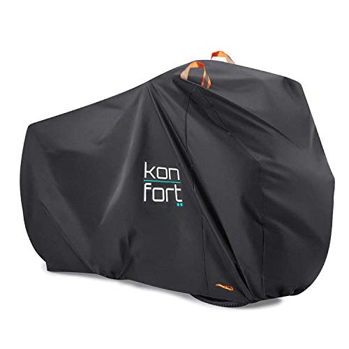 Kon-fort Funda Bicicleta Exterior Impermeable Tejido Oxford 210D Premium Protector para Lluvia Sol Polvo, para Montaña Carretera Incluye Bolsa de Transporte y Candado con Cable antirrobo