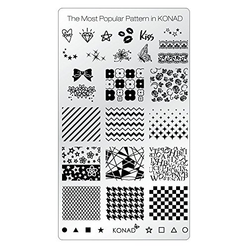 KONAD Placa de Diseños Rectangular para Estampado de Uñas - Los Diseños Más Populares