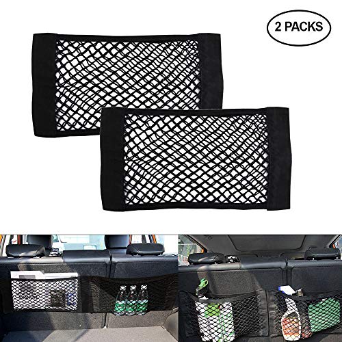 Konesky - Red de Malla para Almacenamiento de Maletero de Coche con Bolsillos de Malla para el Asiento Trasero Negro Negro 2 Pack
