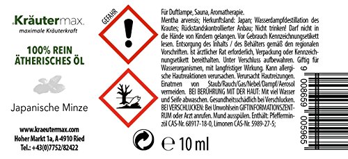 Kräutermax Aceite de menta japonesa 1 x 10 ml de aceite esencial