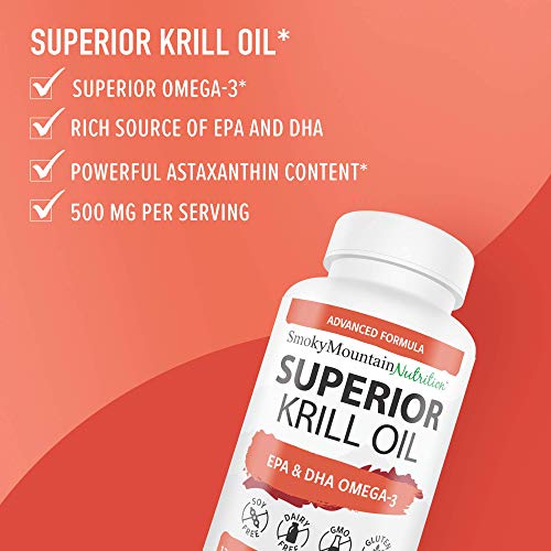 Krill Oil 1000 mg (120 Softgels) with Omega-3s EPA, DHA, Astaxanthin and Phospholipids (120 Softgels) - Advanced, Double Strength 4 in 1 Supplement