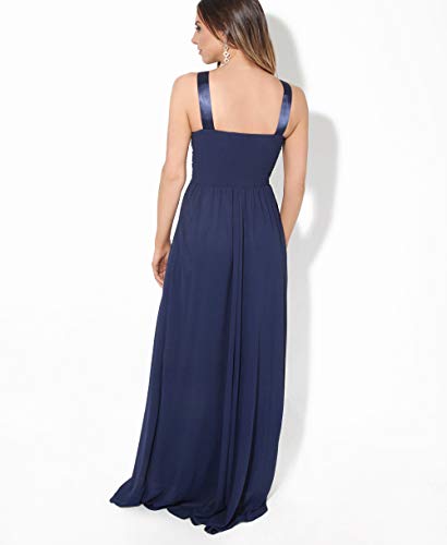 KRISP Vestido Fiesta Largo Dama de Honor Corte Imperio Invitada Boda Tallas Grandes Elegante Madrina Ceremonia, (Crema/Azul Marino (5274), 42 EU (14 UK)), 5274-CRMNVY-14