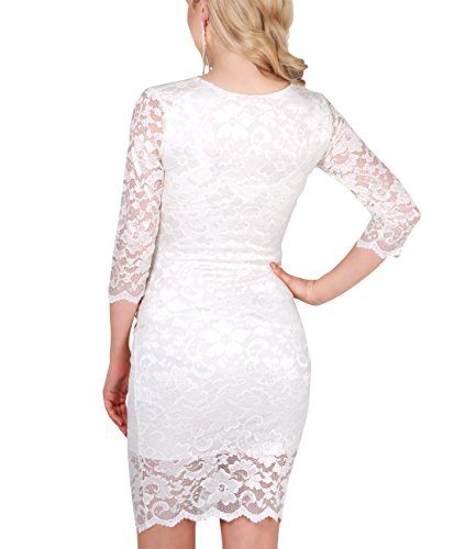 KRISP Vestido Premamá Moderna Fiesta Encaje Cóctel Corto Elegante, (Crema, L), ES9082-CRM-L