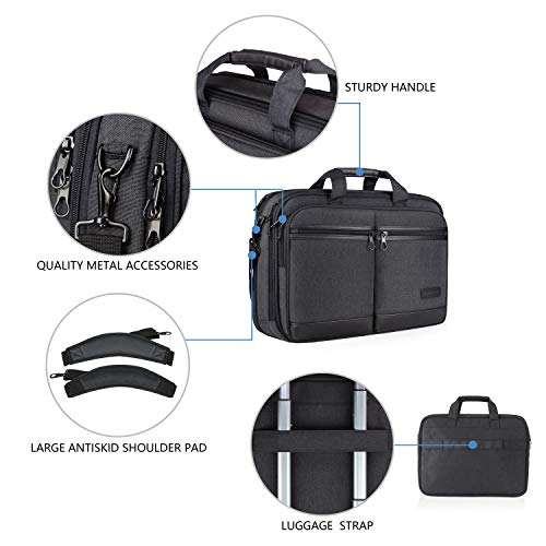 KROSER Bandolera para Portátil de 18" Elegante Maletín para Portátil hasta 17.3" Expandible Hidrófugo Bolsa de Mensajero con Bolsillos RFID para Negocios/Viajes/Universidad/Hombres/Mujeres