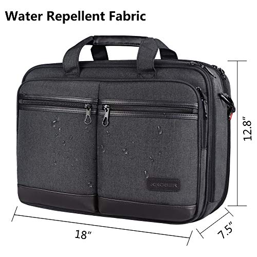 KROSER Bandolera para Portátil de 18" Elegante Maletín para Portátil hasta 17.3" Expandible Hidrófugo Bolsa de Mensajero con Bolsillos RFID para Negocios/Viajes/Universidad/Hombres/Mujeres
