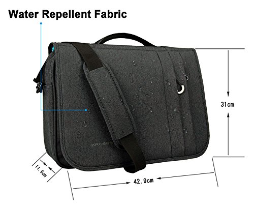 KROSER Maletín para Portátil Bandolera de Mensajero 16" Bolsa para Portátil Hidrófugo Flapover Bolso de Computadora de Negocios con Bolsillos RFID para Empresa/Universidad/Hombres/Mujeres
