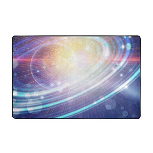 kThrones Alfombra de baño,Planeta Abstracto Azul con Anillos concéntricos en Espacio Abierto Alfombra de baño Colorida viga alienígena 75cmx45cm