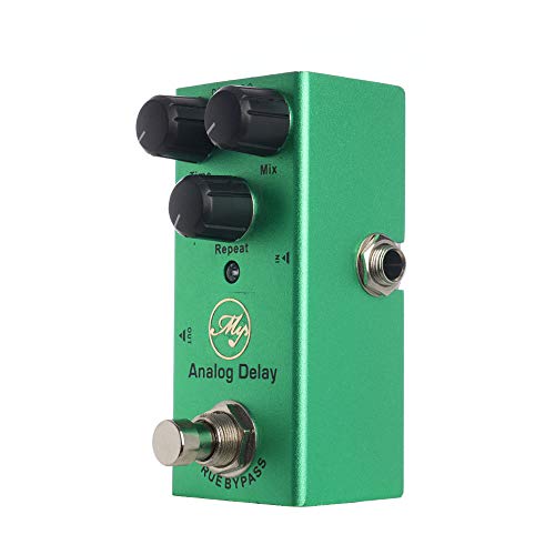 KTOO Pedal de efecto de guitarra de retardo analógico con perillas de control ABS Mini pedal único para guitarras eléctricas DC 9V verde oscuro