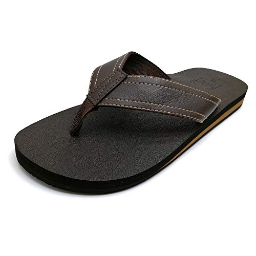 KuaiLu Chanclas Hombre Verano Playa Piscina Comodas Piel Sandalias Planas Caminar Antideslizante Yoga-Espuma Zapatos