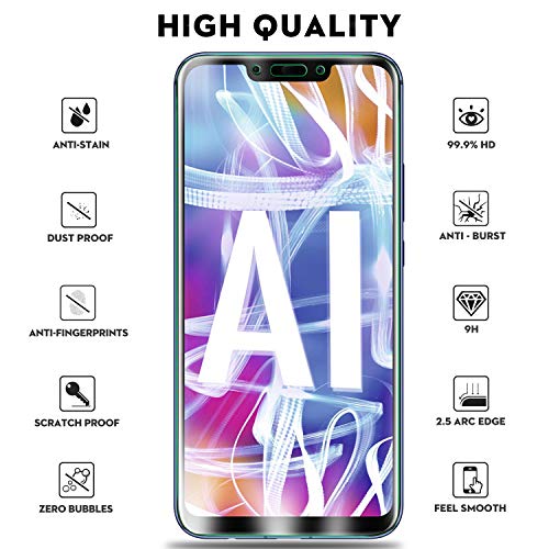 KuGi Huawei Mate 20 Lite Protector de Pantalla, Huawei Mate 20 Lite Cristal Templado [9H Dureza] [Alta Definicion] Protector de Pantalla para Huawei Mate 20 Lite (Paquete de 2)