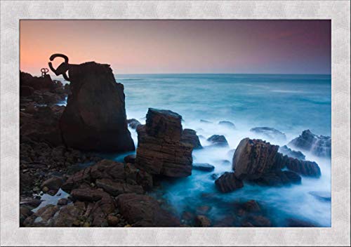 Kunst für Alle Cuadro con Marco: Francisco Javier Gil Oreja kamm Der Winde San Sebastian guipuzcoa Spanien - Impresión artística Decorativa con Marco, 60x40 cm, Plata cepillada