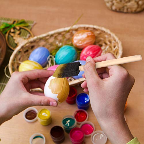 Kurtzy Brocha de Esponja para Pintar (Pack de 20) - Dos Tamaños - Set Pincel Espuma Mango de Madera – Herramienta Pintar Acrílico, Oleo, Tinte y Acuarela - Esponja Pintura Manualidad Adultos y Niños