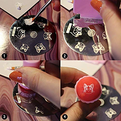 Kurtzy Plantilla Estampado de Uñas - 30 Placas Uñas con Varios diseños - Fiestas, Sirenas, Gatos - Placas Estampacion Uñas con Raspador de Plástico, Sello de Goma y Organizador