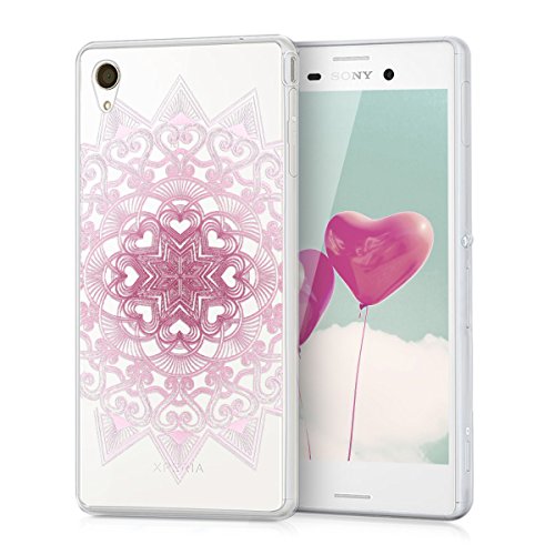 kwmobile Funda Compatible con Sony Xperia M4 Aqua - Carcasa de TPU y hindú en Rosa Claro/Blanco/Transparente