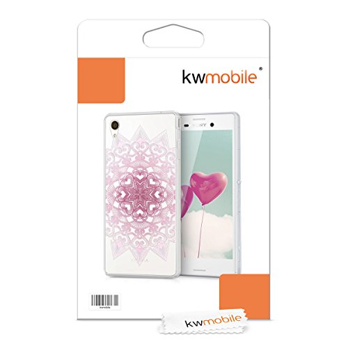 kwmobile Funda Compatible con Sony Xperia M4 Aqua - Carcasa de TPU y hindú en Rosa Claro/Blanco/Transparente