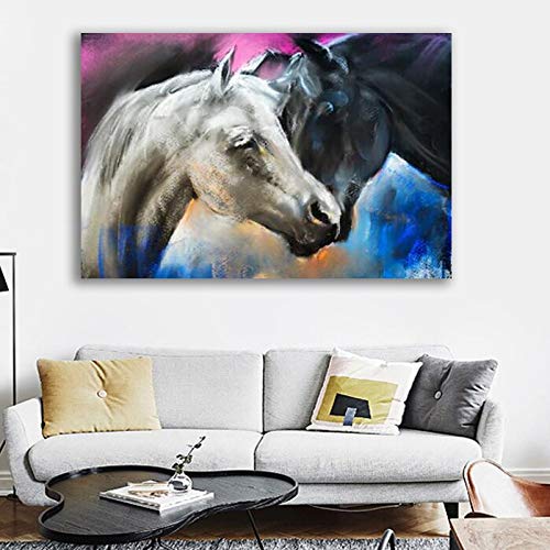 KWzEQ Impresiones y Carteles de Arte Abstracto Caballo Abstracto Lienzo Moderno Cuadros de Animales para la decoración de la Sala de Estar,Pintura sin Marco,60X80cm