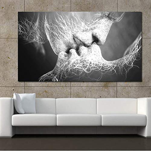 KWzEQ Imprimir en Lienzo Beso de Amor para decoración del hogar Fotos póster de Arte de pared50x100cmPintura sin Marco