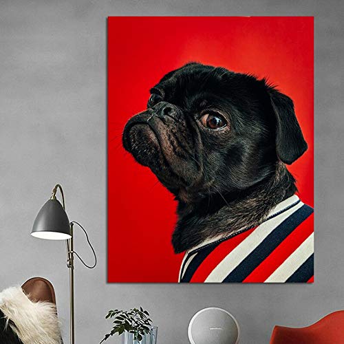 KWzEQ Imprimir en Lienzo Black Bulldog Wall Picture decoración del hogar para Dormitorio Sala de Estar carteles30x40cmPintura sin Marco