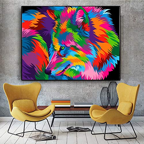 KWzEQ Imprimir en Lienzo Cartel de Fotos de Lobo y Arte Decorativo para Sala de estar60x75cmPintura sin Marco