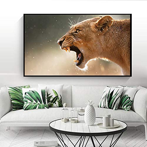 KWzEQ Imprimir en Lienzo Cartel de león Animal salvajemoderno y decoración para Arte de pared70x105cmPintura sin Marco