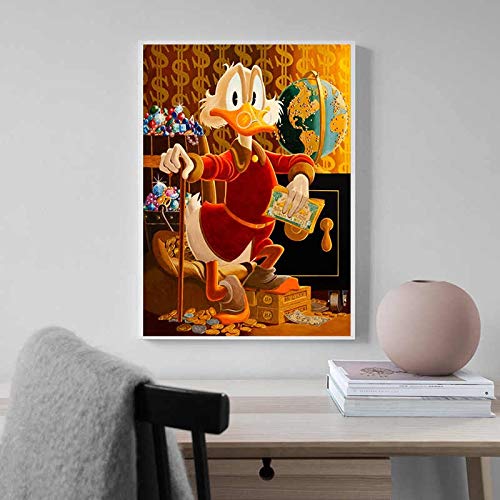 KWzEQ Imprimir en Lienzo Cuadro de Pared de Pato de Dibujos Animados decoración del hogar para Carteles de Sala de Estar de Dormitorio，70x105cm，Pintura sin Marco