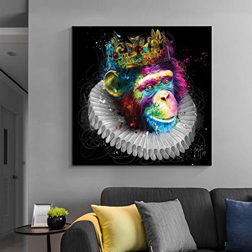 KWzEQ Imprimir en Lienzo Cute Little Monkey Wall Decor para Sala de Estar Wall Art Picture Home Posters artwork60x60cmPintura sin Marco