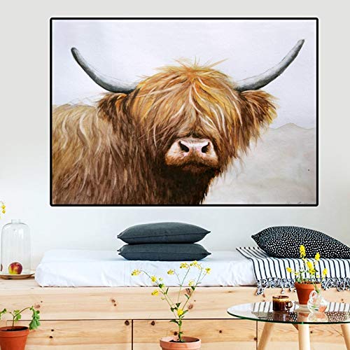 KWzEQ Imprimir en Lienzo Imagen de Arte Moderno de onhomewall de Highland Cattle30x45cmPintura sin Marco