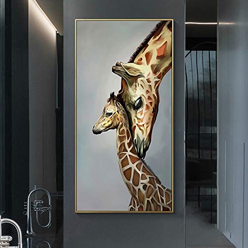 KWzEQ Imprimir en Lienzo Jirafa en Arte de Pared para Sala de Estar de dormitorio50x100cmPintura sin Marco