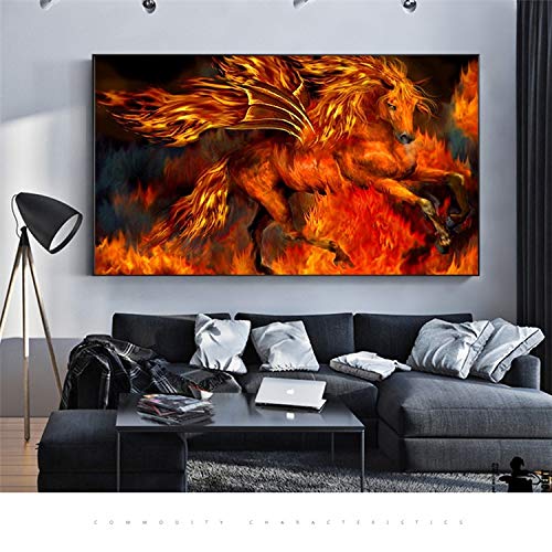 KWzEQ Lobo Carteles e Impresiones Fiery Tiger Bird Lienzo Pintura Decoración del hogar Arte de la Pared Decoración de la Sala de Estar,Pintura sin Marco,60X90cm