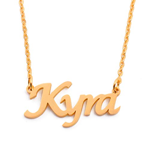 Kyra Collar con Nombre Personalizado, Cadena Ajustable, Chapado en Oro de 18 Quilates